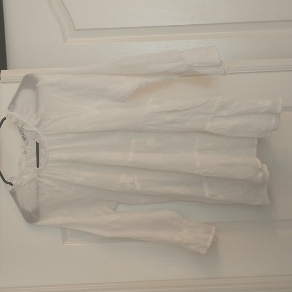 ZARA Tiered Ruffle Embroidered Tunic 3/4 Balloon Sleeve Size L - Picture 1 of 8
